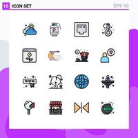 Pictogram Set of 16 Simple Flat Color Filled Lines of financial browser cable banking temperature Editable Creative Vector Design Elements