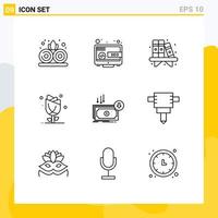 9 Universal Outlines Set for Web and Mobile Applications cost rose living nature floral Editable Vector Design Elements