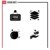 Pictogram Set of 4 Simple Solid Glyphs of marketing virus open layers grow Editable Vector Design Elements