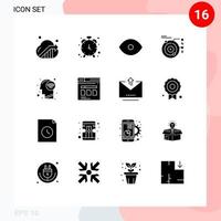 Stock Vector Icon Pack of 16 Line Signs and Symbols for connect planetary eye orbit data Editable Vector Design Elements