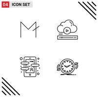 Modern Set of 4 Filledline Flat Colors and symbols such as moon coin app crypto currency player course Editable Vector Design Elements