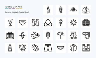 25 Beach Line icon pack vector