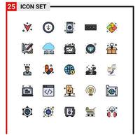 Universal Icon Symbols Group of 25 Modern Filled line Flat Colors of architecture teamwork medical strategy security Editable Vector Design Elements