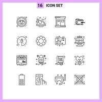 Group of 16 Modern Outlines Set for hardware technical sauna tech repair Editable Vector Design Elements