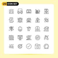 Modern Set of 25 Lines and symbols such as education money vehicles coins direction Editable Vector Design Elements