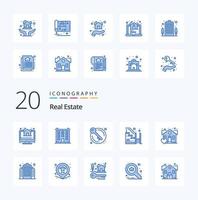 20 Real Estate Blue Color icon Pack like property stairs house progress authority vector