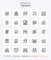 Creative High School 25 OutLine icon pack  Such As study. research. book. learning. write vector