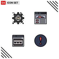 Universal Icon Symbols Group of 4 Modern Filledline Flat Colors of gear webpage preferences web page attention Editable Vector Design Elements