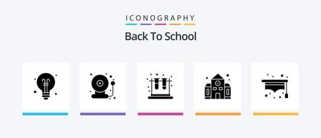 paquete de iconos de glifo 5 de regreso a la escuela que incluye la escuela. De vuelta a la escuela. escuela. edificio. escuela. diseño de iconos creativos vector