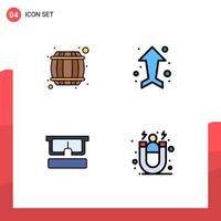 Set of 4 Modern UI Icons Symbols Signs for alcohol glasses drink up eye Editable Vector Design Elements