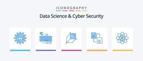 Data Science And Cyber Security Blue 5 Icon Pack Including scince. scince. 3d. share. data. Creative Icons Design vector