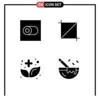 Set of 4 Modern UI Icons Symbols Signs for control medicine crop food cooking Editable Vector Design Elements