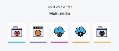 Multimedia Line Filled 5 Icon Pack Including . reload. history. backup. Creative Icons Design vector