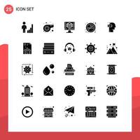 User Interface Pack of 25 Basic Solid Glyphs of exhaustion air programming smoking no Editable Vector Design Elements