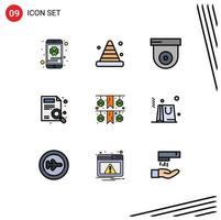 Modern Set of 9 Filledline Flat Colors and symbols such as garland search tool report find Editable Vector Design Elements