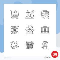 9 Thematic Vector Outlines and Editable Symbols of party balloon hand sign parking Editable Vector Design Elements