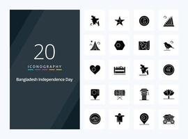 20 Bangladesh Independence Day Solid Glyph icon for presentation vector