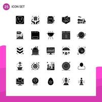 Set of 25 Modern UI Icons Symbols Signs for transport bike protection mustache fathers Editable Vector Design Elements