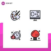 4 Universal Filledline Flat Colors Set for Web and Mobile Applications color lotus painting develop watch Editable Vector Design Elements