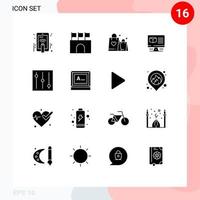 16 Universal Solid Glyphs Set for Web and Mobile Applications tools internet stadium box wedding Editable Vector Design Elements