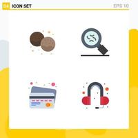 Flat Icon Pack of 4 Universal Symbols of bakery credit card eat germs ear Editable Vector Design Elements