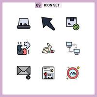 conjunto de 9 iconos de interfaz de usuario modernos signos de símbolos para el servicio local de bebés elementos de diseño de vectores editables de negocios de pascua