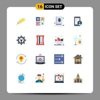 Group of 16 Modern Flat Colors Set for user secure education gdpr muslim Editable Pack of Creative Vector Design Elements