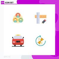 Modern Set of 4 Flat Icons and symbols such as staff police circle ruler repeat Editable Vector Design Elements