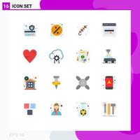 Set of 16 Modern UI Icons Symbols Signs for love marketing bbq web atm Editable Pack of Creative Vector Design Elements