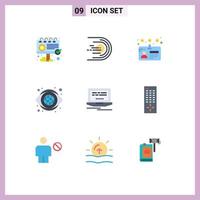 Set of 9 Modern UI Icons Symbols Signs for web vision space look globe Editable Vector Design Elements