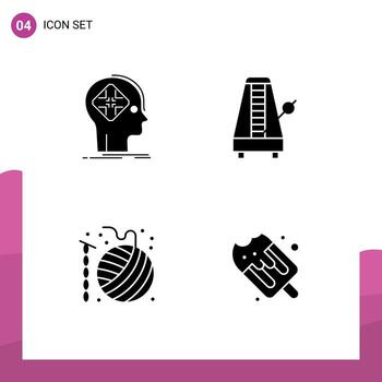 Set of Vector Solid Glyphs on Grid for advanced sound human instrument crafts Editable Vector Design Elements