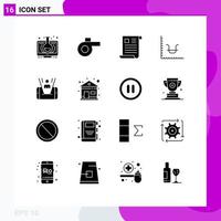 User Interface Pack of 16 Basic Solid Glyphs of cell marketing document graph business Editable Vector Design Elements