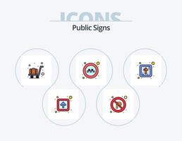 Public Signs Line Filled Icon Pack 5 Icon Design. . no. toilet. image. transport vector