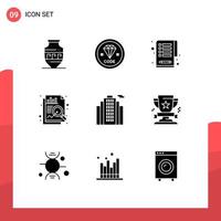 9 Creative Icons Modern Signs and Symbols of real building programming data analysis Editable Vector Design Elements