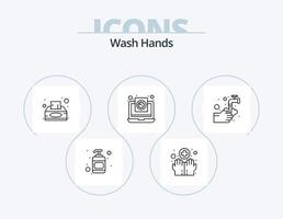 Wash Hands Line Icon Pack 5 Icon Design. bottle. solid. scan. cleaning. water vector