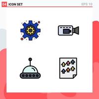 4 Thematic Vector Filledline Flat Colors and Editable Symbols of business data cam science page Editable Vector Design Elements