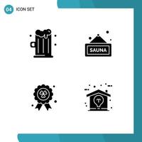 Pictogram Set of 4 Simple Solid Glyphs of beer ireland fitness tag design Editable Vector Design Elements