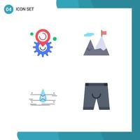 Set of 4 Modern UI Icons Symbols Signs for gear monitoring setting mission safety Editable Vector Design Elements