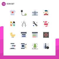 16 Universal Flat Colors Set for Web and Mobile Applications file male camera graduate aperture Editable Pack of Creative Vector Design Elements