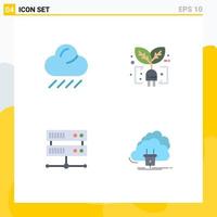 Universal Icon Symbols Group of 4 Modern Flat Icons of cloud hosting center ecology plug connection Editable Vector Design Elements