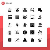 25 Universal Solid Glyphs Set for Web and Mobile Applications box money earth per click Editable Vector Design Elements