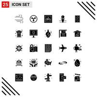 25 User Interface Solid Glyph Pack of modern Signs and Symbols of cabinet stand parking hit court Editable Vector Design Elements