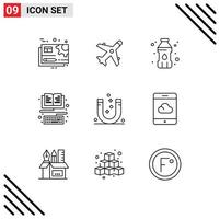 Modern Set of 9 Outlines and symbols such as attraction keyboard shopping education book Editable Vector Design Elements