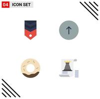 Universal Icon Symbols Group of 4 Modern Flat Icons of badge web stripes browser donuts Editable Vector Design Elements