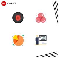 4 User Interface Flat Icon Pack of modern Signs and Symbols of award chart shield color graph Editable Vector Design Elements