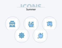 paquete de iconos azul de verano 5 diseño de iconos. paños playa. venta. verano. Coco vector