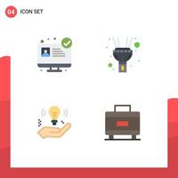 4 Flat Icon concept for Websites Mobile and Apps hospital website bulb flash business suitcase Editable Vector Design Elements