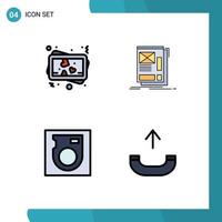 Mobile Interface Filledline Flat Color Set of 4 Pictograms of love drive wire layout call Editable Vector Design Elements