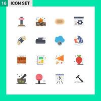 Group of 16 Flat Colors Signs and Symbols for radio development athlete develop browser Editable Pack of Creative Vector Design Elements