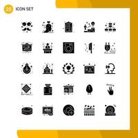 User Interface Pack of 25 Basic Solid Glyphs of business idea business user ladder Editable Vector Design Elements